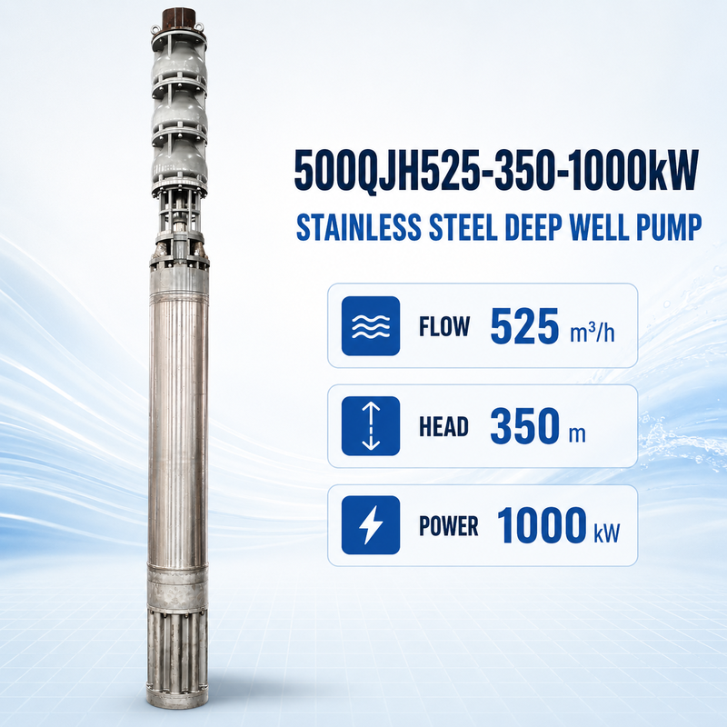 525 m³/h Durchfluss 350 m Förderhöhe 1000 kW Leistung Edelstahl Tiefbrunnen Tauchpumpe Meerwasserpumpe