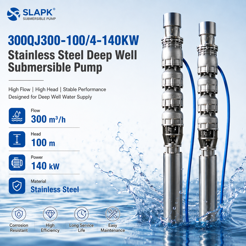300 m³/h Hoher Durchfluss 100 m Förderhöhe 140 kW Motor Tiefbrunnen-Tauchpumpe für Meerwasser-Anwendungen