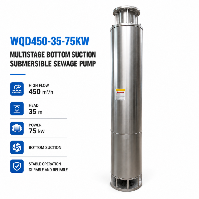 WQD450-35-75KW Mehrstufige Unterwasserpumpe mit 450 m3/h Durchfluss und 35 m Kopf