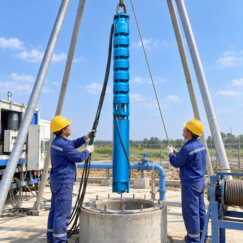 15kW Motor Deep Well Submersible Pump with 3-Inch Outlet and 50-60m Head for Borehole Water Extraction