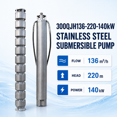Unterwasserpumpe aus Edelstahl mit 140 kW 220 m Kopf und 136 m3/h Durchfluss für Tiefbohrungen